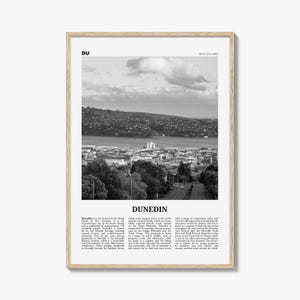Dunedin Print Black and White, Dunedin Wall Art, Dunedin Poster, Dunedin Photo, Dunedin Wall Décor, Dunedin Map, New Zealand