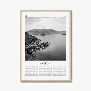 Lake Como Poster Print Black and White, Italy Travel Wall Art, Lago di Como Nature