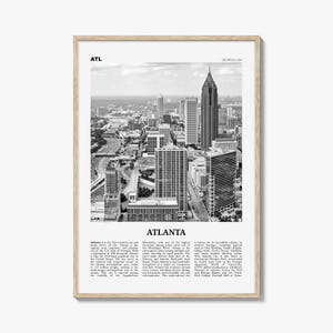 Impresión en blanco y negro n.° 1 de Atlanta, arte mural de Atlanta, póster de Atlanta, foto de Atlanta, Atlanta, Georgia, EE. UU., Norteamérica