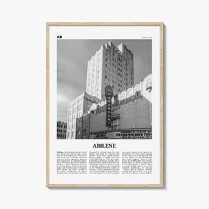 Abilene Poster Print Black and White, Paramount Theatre Photo, Texas Travel Wall Art, USA