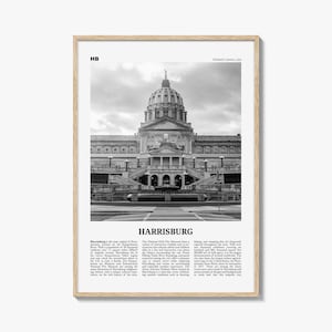 Harrisburg Print Black and White, Harrisburg Wall Art, Harrisburg Poster, Harrisburg Photo, Harrisburg Map, Pennsylvania, USA, United States