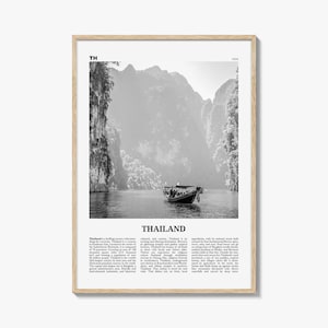 Thailand Poster Print Black and White, Limestone Cliffs Photo, Asia Travel Wall Art, Nature