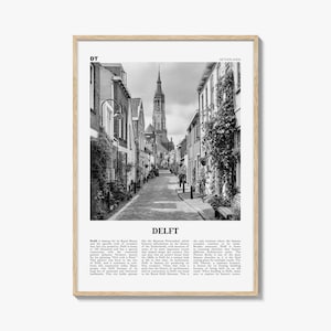 Delft Poster Schwarzweiß, Delft Wandkunst, Delft Poster, Delft Foto, Delft Wanddekoration, Delft Karte, Niederlande