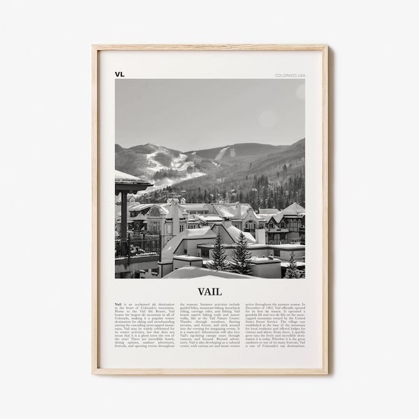 Vail Print Black and White, Vail Wall Art, Vail Poster, Vail Photo, Vail Wall Décor, Colorado, USA, United States, North America