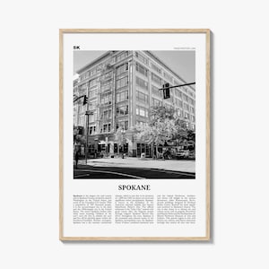 Spokane Print Black and White No 2, Spokane Wall Art, Spokane Poster, Spokane Photo, Spokane Décor, Washington, USA, United States