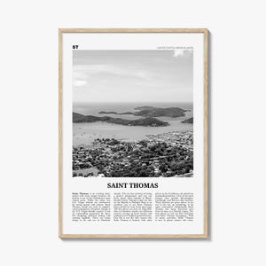 Impressão de São Tomás em preto e branco, arte de parede de São Tomás, pôster de São Tomás, foto de São Tomás, São Tomás, Ilhas Virgens dos Estados Unidos