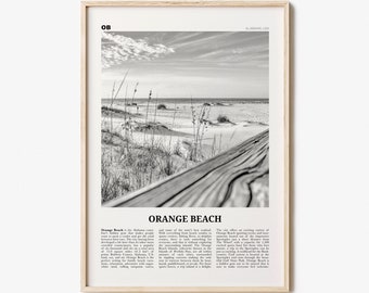 Orange Beach Print Black and White, Orange Beach Wall Art, Orange Beach Poster, Orange Beach Photo, Orange Beach Wall Décor, Alabama, USA