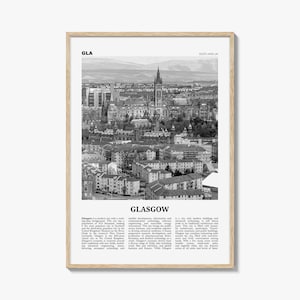 Glasgow Print Black and White, Glasgow Wall Art, Glasgow Poster, Glasgow Photo, Glasgow Wall Decor, Scotland, UK, United Kingdom, Europe