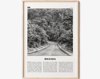 Rwanda Print Black and White, Rwanda Wall Art, Rwanda Poster, Rwanda Photo, Rwanda Wall Decor, Country Art Print, Kigali, Africa