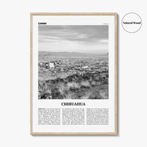 Póster de Chihuahua en blanco y negro, arte mural de viaje a México, decoración fotográfica urbana. imagen 6