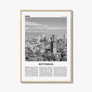 Impresión en blanco y negro n.º 2 de Róterdam, arte mural de Róterdam, póster de Róterdam, foto de Róterdam, Países Bajos, Holanda, Europa