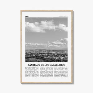 Santiago de los Caballeros Impresión Blanco y Negro, Santiago de los Caballeros Wall Art, Cartel de Santiago de los Caballeros, República Dominicana