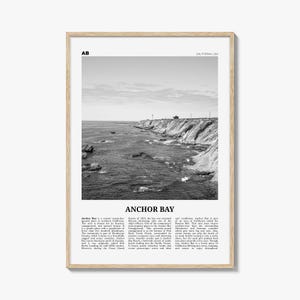 Anchor Bay Print Schwarz und Weiß, Anchor Bay Wandkunst, Anchor Bay Poster, Anchor Bay Foto, Anchor Bay Wanddekoration, Anchor Map, California