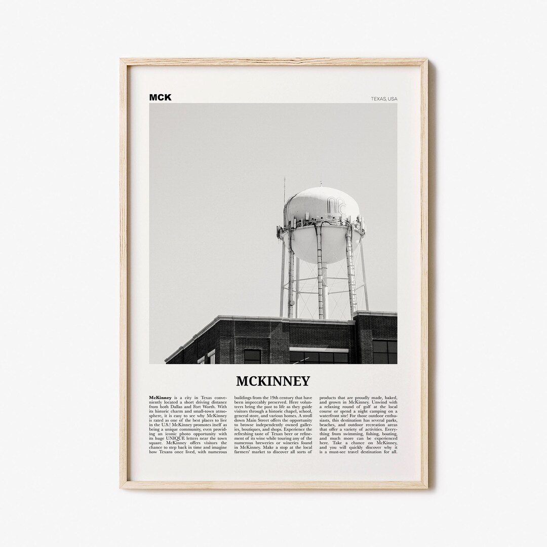 Mckinney Print Black and White, Mckinney Wall Art, Mckinney Poster