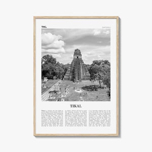 Tikal Print Black and White, Tikal Wall Art, Tikal Poster, Tikal Photo, Tikal Wall Décor, Guatemala