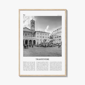 Trastevere Print Black and White, Trastevere Wall Art, Trastevere Poster, Trastevere Photo, Trastevere Wall Décor, Rome, Italy, Italia