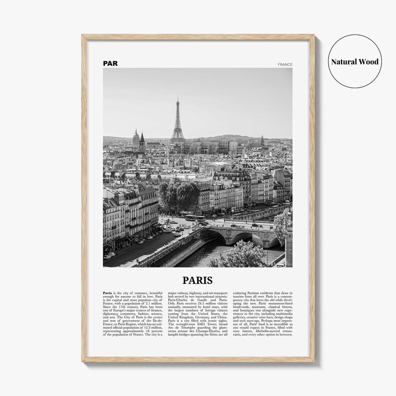 パリのポスタープリント（白黒）、エッフェル塔の写真、フランス旅行の壁アート、イル・ド・フランス 画像 6