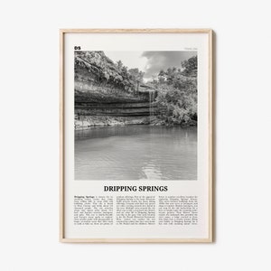 Dripping Springs Print Black and White, Dripping Springs  Wall Art, Dripping Springs Poster,  Dripping Springs Photo, Texas