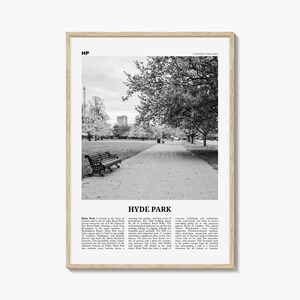 Hyde Park Print schwarz weiß, Hyde Park Wandkunst, Hyde Park Poster, Hyde Park Foto, Hyde Park Karte, London, England, Vereinigtes Königreich