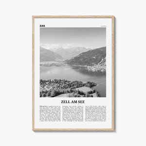 Zell am See Print Schwarz weiß, Zell am See Wandkunst, Zell am See Poster, Zell am See Foto, Zell am See Dekor, Zell am See Karte, Österreich