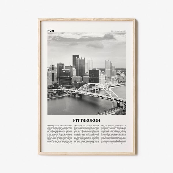 Pittsburgh Print Black and White No 1, Pittsburgh Wall Art, Pittsburgh Poster, Pittsburgh Photo, Pennsylvania, USA, United States