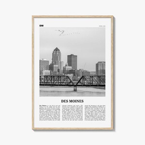Impression Des Moines noir et blanc n° 1, art mural Des Moines, affiche Des Moines, photo Des Moines, Iowa, États-Unis, États-Unis, Amérique du Nord