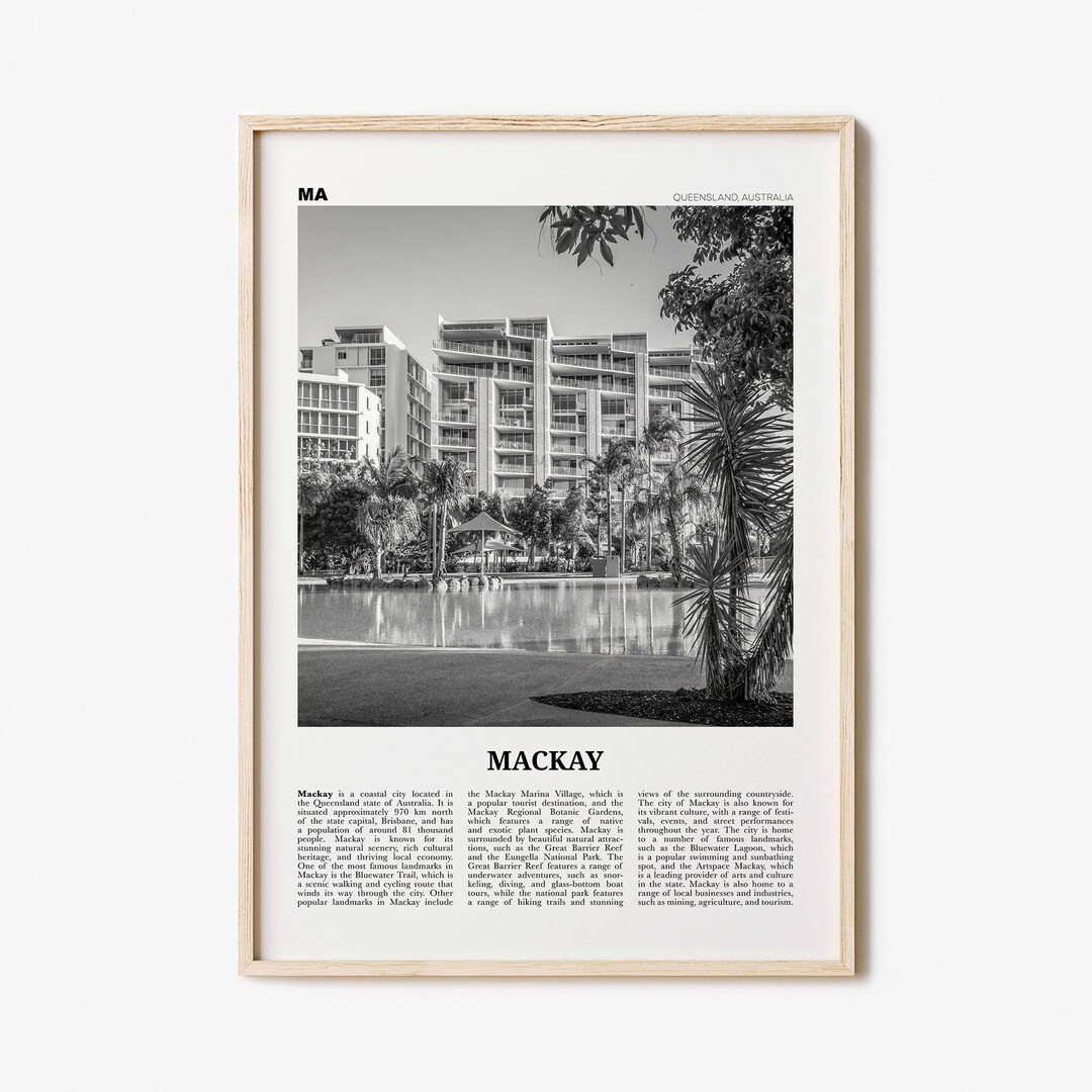 Mackay Print Black and White, Mackay Wall Art, Mackay Poster, Mackay Photo, Mackay Wall Décor