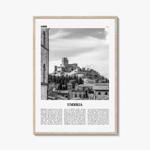 Umbria Print Black and White, Umbria Wall Art, Umbria Poster, Umbria Photo, Umbria Wall Décor, Umbria Map, Italy