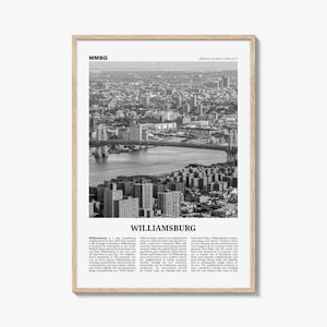 Williamsburg Print Black and White New York No 1, Williamsburg Wall Art, Williamsburg Poster, Brooklyn, USA, United States, North America
