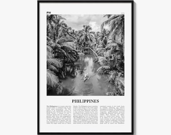 Philippines Poster, Black and White Photo Print, Travel Newspaper Wall Art, Home Decor