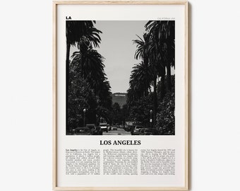 Los Angeles Print Black and White Palm Trees, Los Angeles Wall Art, Los Angeles Poster, Los Angeles, LA, California, USA, United States