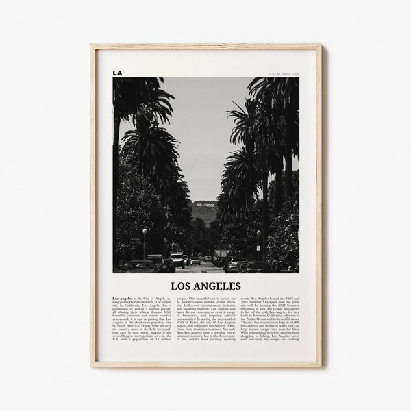 White and Black Los Angeles, California Art Downloadable Digital Etsy