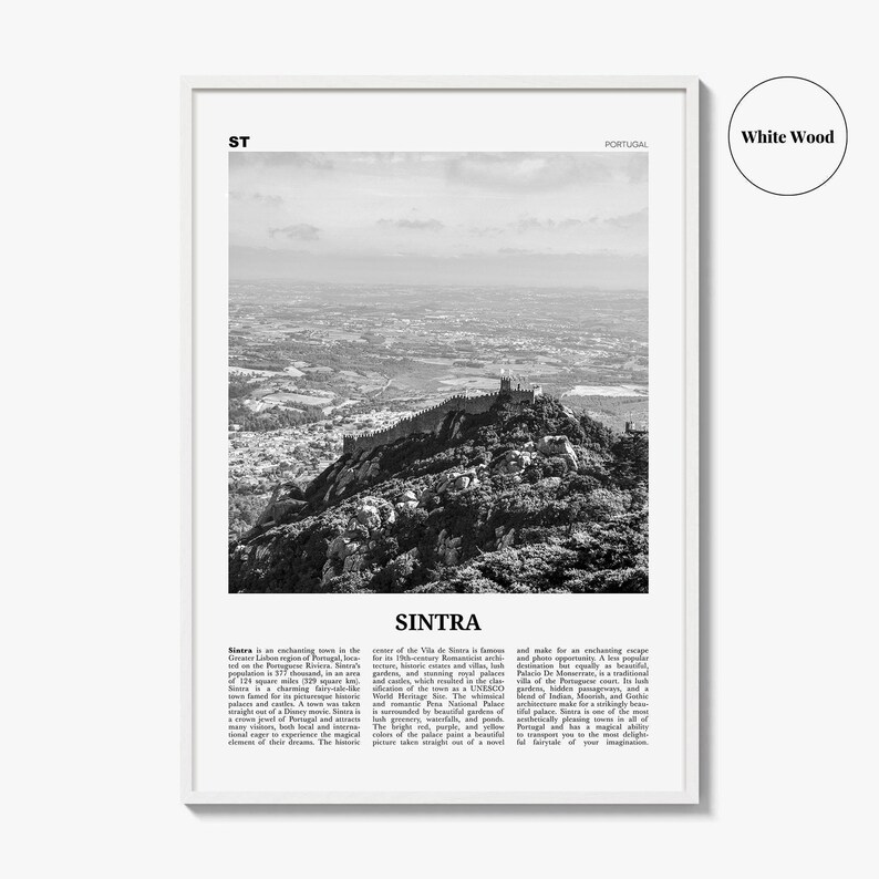 Impressão de pôster de Sintra em preto e branco, foto do Castelo dos Mouros, arte de parede de Portugal imagem 8