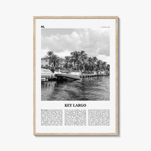 Key Largo Print Black and White, Key Largo Wall Art, Key Largo Poster, Key Largo Photo, Key Largo Map, Florida, USA, United States