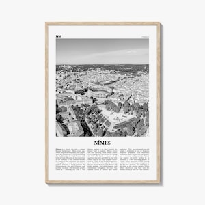 Nimes Print Blanco y Negro, Nîmes Wall Art, Nîmes Poster, Nîmes Photo, Nîmes Wall Décor, Nîmes Map, Francia