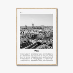 パリのポスタープリント（白黒）、エッフェル塔の写真、フランス旅行の壁アート、イル・ド・フランス 画像 1