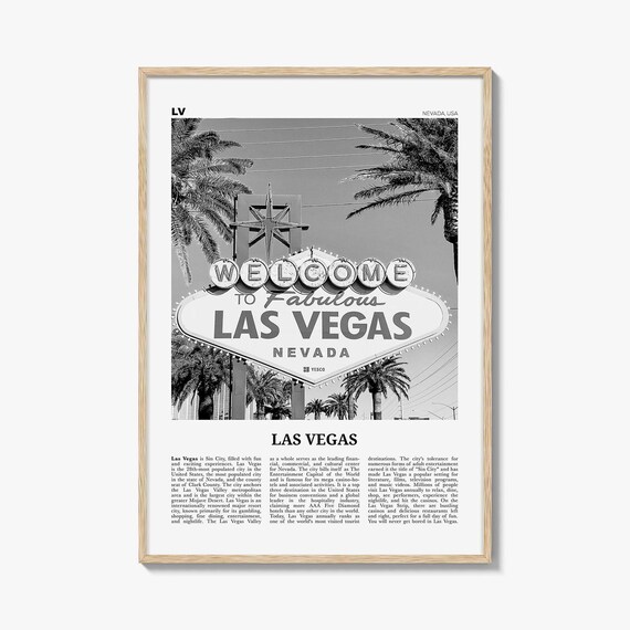 Las Vegas Poster Print Black and White, Welcome to Fabulous LV Photo Wall Art