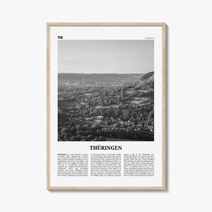 Thüringen Print Schwarz weiß, Thüringen Wandkunst, Thüringen Poster, Thüringen Foto, Thüringen Wanddekoration, Thüringen Karte, Deutschland
