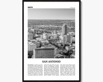 San Antonio Poster, Black and White Photo Print, Travel Newspaper Wall Art, Home Decor