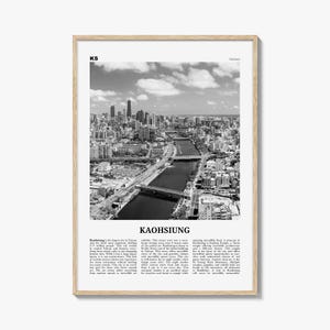 Kaohsiung Print Schwarz und weiß, Kaohsiung Wandkunst, Kaohsiung Poster, Kaohsiung Foto, Kaohsiung Wanddekor, Kaohsiung Karte, Taiwan