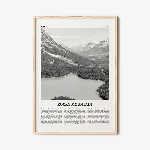 Rocky Mountain Print Black and White, Rocky Mountain Wall Art, Rocky Mountain Poster, Rocky Mountain Photo, Canada