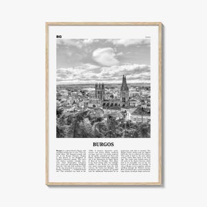 Burgos Print Schwarzweiß, Burgos Wandkunst, Burgos Poster, Burgos Foto, Burgos Wanddekoration, Burgos Karte, Spanien