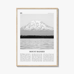 Mount Rainier Druck Schwarzweiß, Mount Rainier Wandkunst, Mount Rainier Poster, Mount Rainier Foto, Washington, USA, Vereinigte Staaten