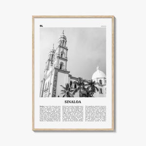 Impression noir et blanc de Sinaloa, art mural de Sinaloa, affiche de Sinaloa, photo de Sinaloa, carte de Sinaloa, Mexique