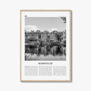 Hampwinkel Poster Schwarzweiß, Hampwinkel Wandkunst, Hampstad Poster, Hampwinkel Foto, Hampwinkel Wanddekor, Hampwinkel Karte, London, England