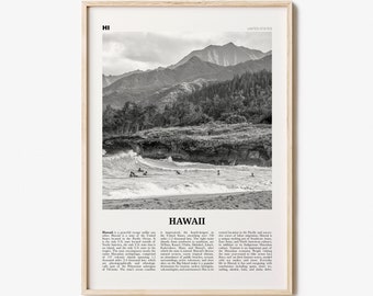 Hawaii Print Black and White No 1, Hawaii Wall Art, Hawaii Poster, Hawaii Photo, Hawaii Wall Decor, Hawaiian Islands Poster Print