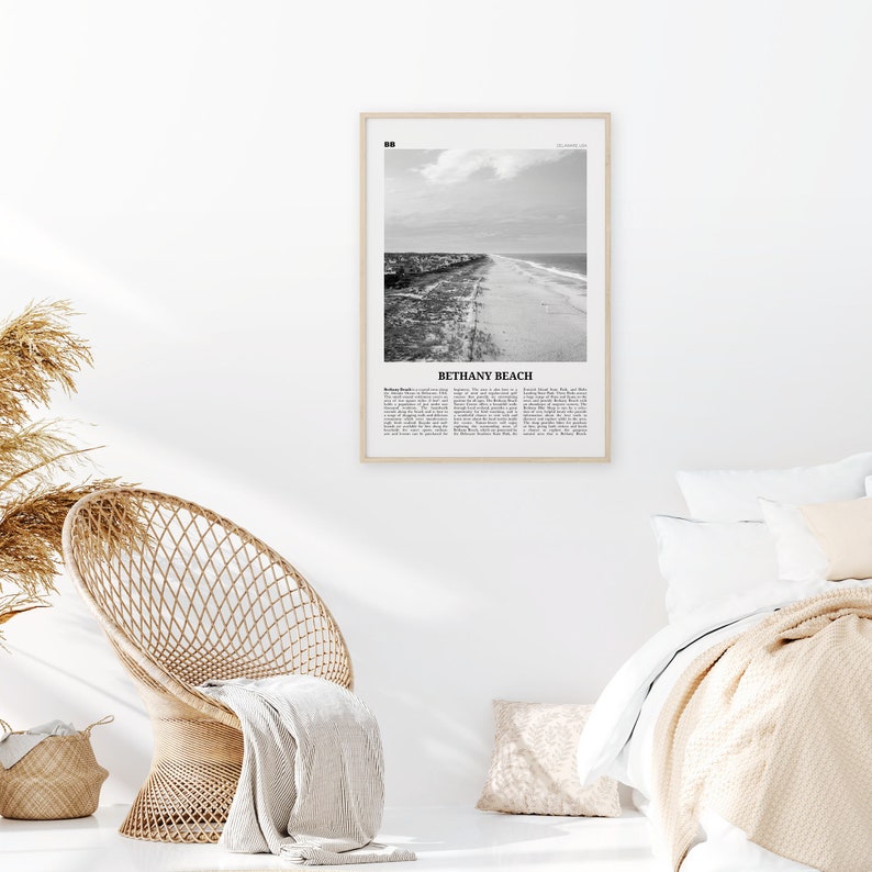 Bethany Beach Print Black and White Bethany Beach Wall Art Etsy