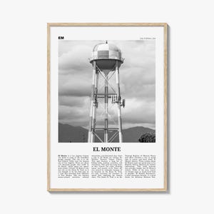 El Monte Print Black and White No 2, El Monte Wall Art, El Monte Poster, El Monte Photo, El Monte Wall Décor, El Monte Map California