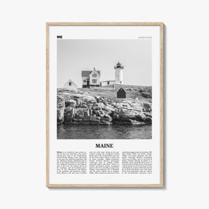 Impresión en blanco y negro n.° 1 de Maine, arte mural de Maine, póster de Maine, foto de Maine, decoración de pared de Maine, impresión del estado de EE. UU., EE. UU., Estados Unidos