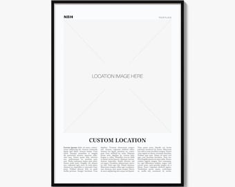 Custom Poster, Any City or Place, Personalized Black and White Newspaper Print, Custom Size, Canvas or Digital Download